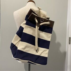 Bonfanti Navy and Cream canvas seabag/duffel/ditty bag